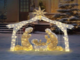 6ft Silver Roof 190LED Lights Nativity Scene Garden Jesus Decoration 74630382