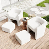 Accent chair white sofa chair one set, modern living room side chair, single sofa chair, footstool W1727P240730