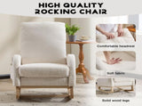 Modern Accent Rocking Chair Rocking Chair with Solid Wood Legs, Upholstered Nursery Glider Rocker, 74675264