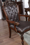 Traditional Set of 2pcs Arm Chairs Brown Cherry Solid wood Espresso Leatherette Tufted Formal Dining B011P197301