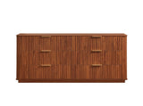 6 Drawers Dresser,55" Wide Modern Chest of Drawers Curved wave Design, Dresser TV Stand, Wood Drawer W1820P324616
