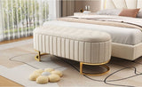 ZNTS Elegant Upholstered Velvet Storage Ottoman with Button-Tufted,Storage Bench with Metal Legs for N733P208522A