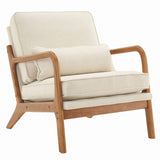 Oak Armrest Oak Upholstered Single Lounge Chair Indoor Lounge Chair Off-White 27168423