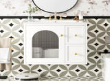 24" Bathroom Vanity Set Wall Mounted for Small Space, Bathroom Cabinet with Ceramic Sink, 2 Drawers N710P286704K