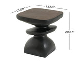 Black Abstract Tiered MGO Side Table, Sculptural Irregular Accent End Table, Pre-Assembled Non-KD, N770P473002B