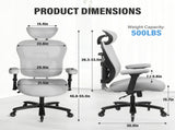 500LBS Big and Tall Office Chair Mesh Breathable, Gaming Chair with Adjustable Backrest Height & 10203488