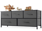 5 Drawer Chest Organizer with Fabric Bins, Dresser for Bedroom, Tall Steel Frame, Grey 88874235