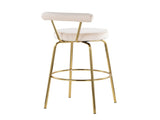 Fixed-Height Barstool with Swivel in Gold Metal and Cream Velvet - Set of 2 B202P471223