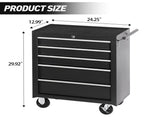 5-Drawer Rolling Tool Chest w/Lock & Key, Tool Storage Cabinet with Wheels, Top Cushion & Drawer 34794429