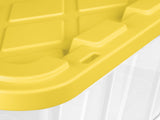 27 Gal Large Clear Plastic Industrial Storage Bin with Snap-Fit Lid, Yellow, 4 Pack 91804068