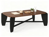 Modern Rectangular Coffee Table, Engineered Wood Center Table with Rubber Wood CrossLeg Base, 132 57989778