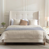 Peyton Upholstered Queen Bed / 54" High Headboard / Traditional Hand Buttoned Tufting / Nailhead B083P152026
