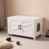 Cat Litter Box Enclosure, Litter Box Furniture Hidden with Barn Door, Wooden Washroom Furniture, 06166559