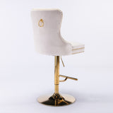 A&A Furniture,Thick Golden Swivel Velvet Barstools Adjusatble Seat Height from 27-35 Inch, Modern W114367602