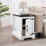 Farmhouse end table Nightstand Rectangular Farmhouse End Table with Barn Door and Adjustable Storage W2275P192793