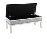 ZNTS ACME Noralie BENCH W/STORAGE Mirrored & Faux Diamonds AC00535