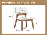 2 walnut colored solid wood dining chairs, with white PU soft packaging on the backrest and seat W1151P455536