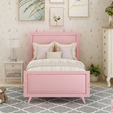 Wood Platform Bed Twin Bed Frame Mattress Foundation with Headboard and Wood Slat Support WF192440AAH