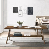 ZNTS Arona Mid-Century Modern Wood Coffee Table with Shelf T2574P180521