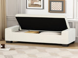50" Ottoman Bench in Textured Fabric, Rectangular Design with Hinged Lid for Seating, Footrest, and 74862.00WHTTEX