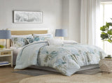 6 Piece Oversized Cotton Comforter Set with Throw Pillow Blue Full B035128765