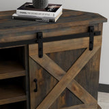 66 inch Corner TV Stand for TVs up to 80 inches, No Assembly Required, Barnwood Finish GL-B108P160160