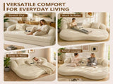 70 inches 2-in-1 Convertible Sleeper Sofa Bed with Cup Holders, Apricot Chenille Loveseat with W5156P546724