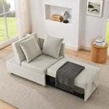 Convertible Sleeper Sofa Chair Adjustable Backrest Recliner with Pullout Sofa Bed with Wheels, W1413P227519
