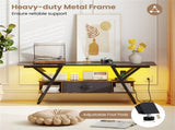 55" LED Light-Up TV Stand - 16 Colors4 Modes, Built-in Charging Station , Rustic 27863091