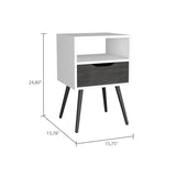 Nightstand 25"H, Superior Top, Four Legs, One Open Shelf, One Drawer, Smokey Oak / White B097132996