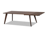 Capri 59-90.5" Solid Oak Wood 6-8 Seat Extendable Leaf Dining Table, Dark Brown Red Oak B2719P395576