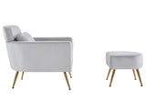 Half Disassembled Single Chair With Gold Feet And Pedals Flannelette Indoor Leisure Chair Light Gray 57652895