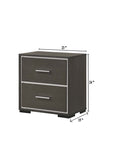 1pc Contemporary 2-Drawer Nightstand with Chrome Accents Gray Rustic Finish Bedroom Wooden Furniture B011P236784