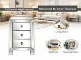 () 3-Drawer MDF Bedside Table with Mirrored Finish 11.8*11.8*23.6 Silver 25394141