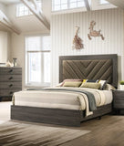 Contemporary 1pc Queen Size Bed Bedroom Furniture Upholstered Headboard Rubberwood 1pc Bedframe Gray B011P236803