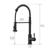 Kitchen Faucet with Pull Down Sprayer Black Stainless Steel Single Handle Pull Out Spring Sink W1932P224868