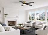 52-Inch Ceiling Fan with Light, Dimmable Light with Memory Function, DC Motor, Quiet Operation, 5 W934P608497