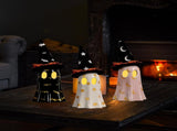 Halloween Decor Indoor, Set of 3 Ceramic Ghosts with Witch Hats, Cute Spooky Ghost Figurines for 61962924