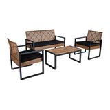 ZNTS 4-Piece Patio Furniture Set Outdoor Balcony Porch Garden Backyard Lawn Furniture Acacia Wood Table 07119196