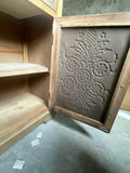Rustic Vintage Accent Cabinet with Carved Floral Panels, Distressed Wood Sideboard with Drawer and W808P245579