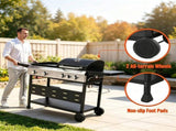 3-in-1 Outdoor Gas Grill, 48000 BTU 5-Burner Propane BBQ Grill with Flat Top Griddle & Side Burner, 31602193