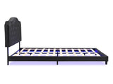 Upholstered Bed Button Tufted with Curve Design - Strong Wood Slat Support - Easy Assembly - Black W311P237227