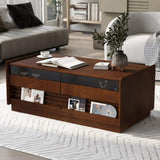 U-Can Modern Rectangle Coffee Table 4 Drawers and 2 Display Shelves, 47.2" Wood Coffee Table N724P286421D