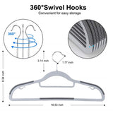 ZNTS Pack of 60 Pcs Coat Hangers, Heavy-Duty Plastic Hangers, Non-Slip Space-Saving Clothes Hangers, 16.5 25334194