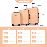Expandable 3 Piece Luggage Sets PC Lightweight & Durable Suitcase with Two Hooks, Spinner Wheels, W284104370