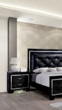 Contemporary 1pc Nightstand Black Bedside Table LED Light English Dovetail Drawer Bedroom Furniture B011P232476