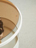 Movable oval metal glass coffee table with storage W347P181709