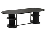 70.9" Oval Dining Table for 6 People, Fluted Panel Legs with 2 Side Open Storage Shelves, MDF 89425434