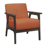 Orange Fabric Upholstered Accent Chair 1pc Solid Rubberwood Antique Gray Finish Living Room B011P184611