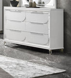 ZNTS 1pc Modern Contemporary Dresser w Six Storage Drawers Jewelry Tray White Cream Finish Bedroom Wooden B011P215601